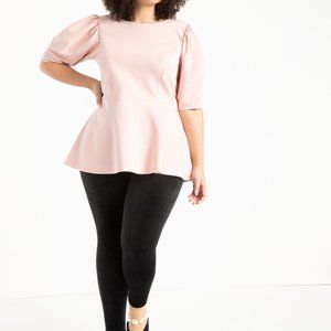 Eloquii Puff Sleeve Peplum Top